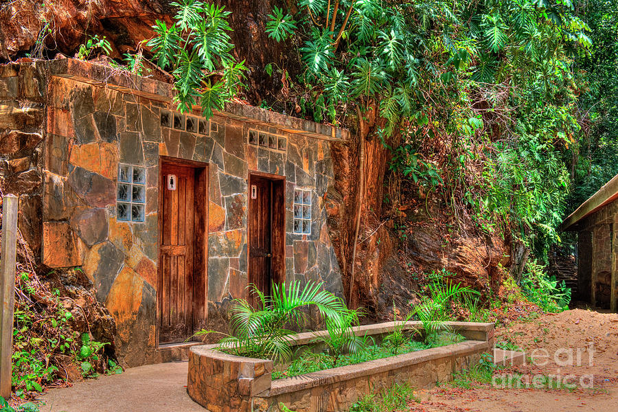 Maya King waterfall Restroom Built into Rock Photograph by David Zanzinger