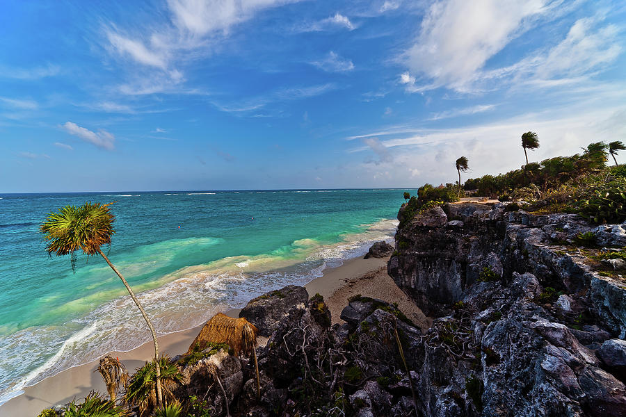 Mayan Photograph - Mayan Ruins At Tulum Beach, Yucatan by Anthony Pappone