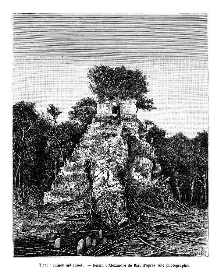 Mayan Ruins, Tikal, Guatemala, 19th Drawing by Print Collector