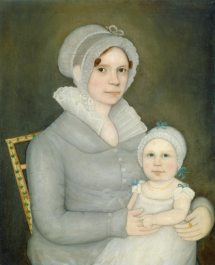 Mrs John Harrisson and Daughter, C1823 Painting by Frederick W Mayhew