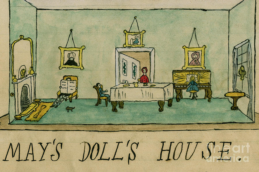 Living Room Detail From Scan Of Original 1880 Doll S House Watercolour By Victorian Children Painting By Victorian Children