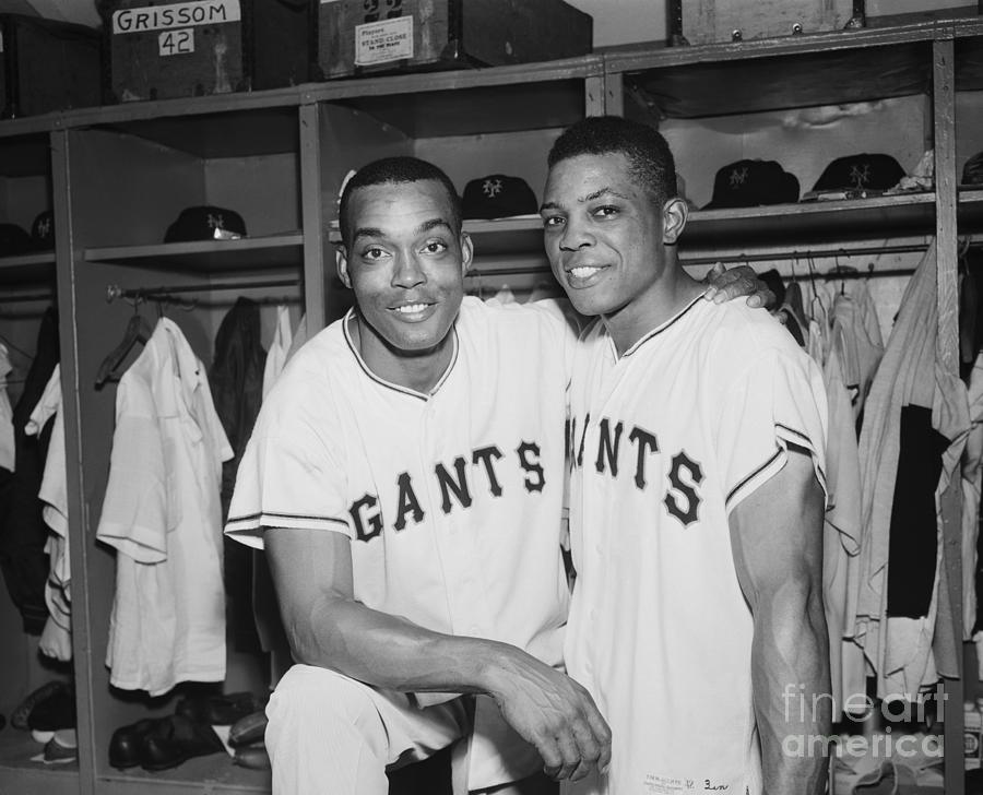Mays, Monte Irvin Embracing In Dressing Photograph by Bettmann