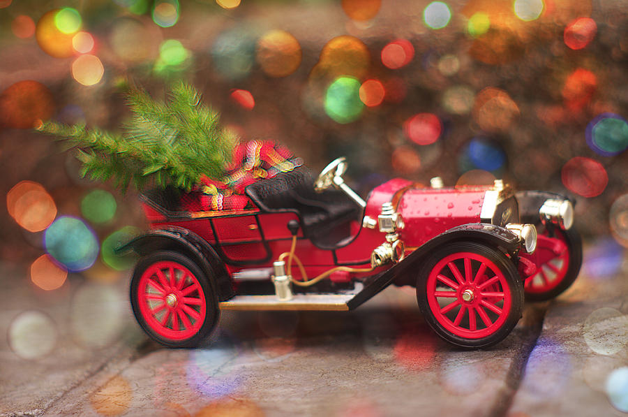 Maytag Antique Miniature Car With Christmas Lights Photograph by Suzanne Powers