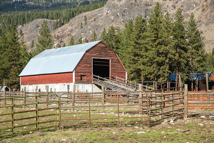 Mazama Horse Barn and Corrals Photograph by Tom Cochran