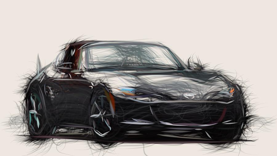 Mazda MX 5 RF Drawing Digital Art by CarsToon Concept