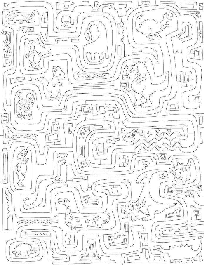 Dinosaur Digital Art - Maze Dinosaurs 1 by Miguel Balb?s