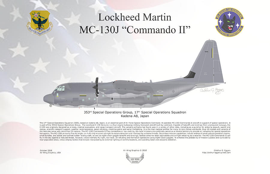 MC-130J Commando II FLAG BACKGROUND Digital Art by Arthur Eggers