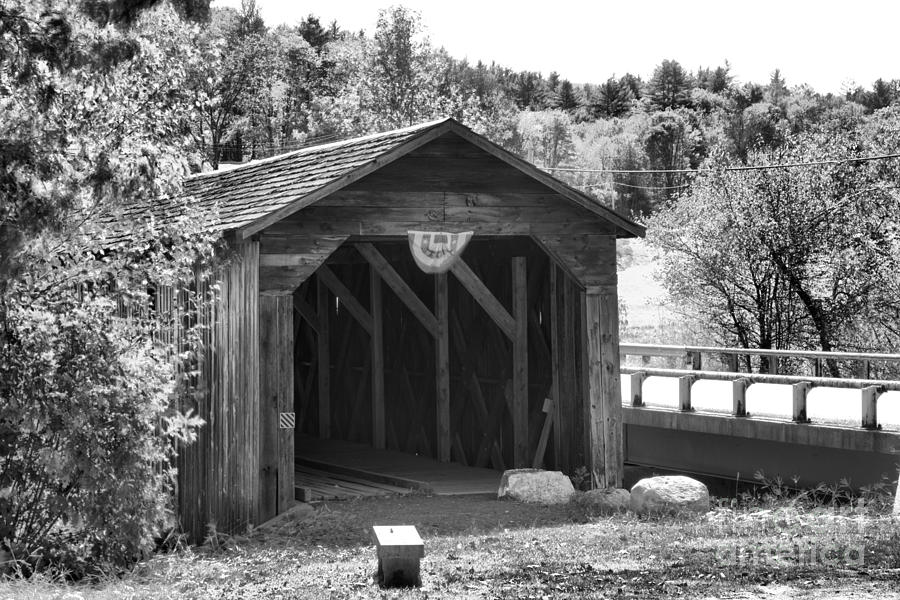 McDermott Covered Bridge Black And White Photograph by Adam Jewell