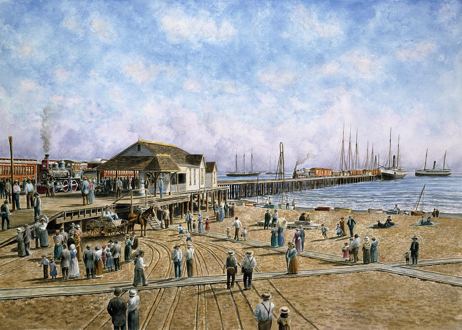 Train Painting - Mcfadden Wharf, Ca., Ca 1900 by Stanton Manolakas