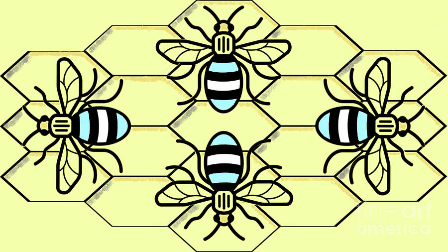 MCFC Bees on Yellow background Photograph by Pics By Tony