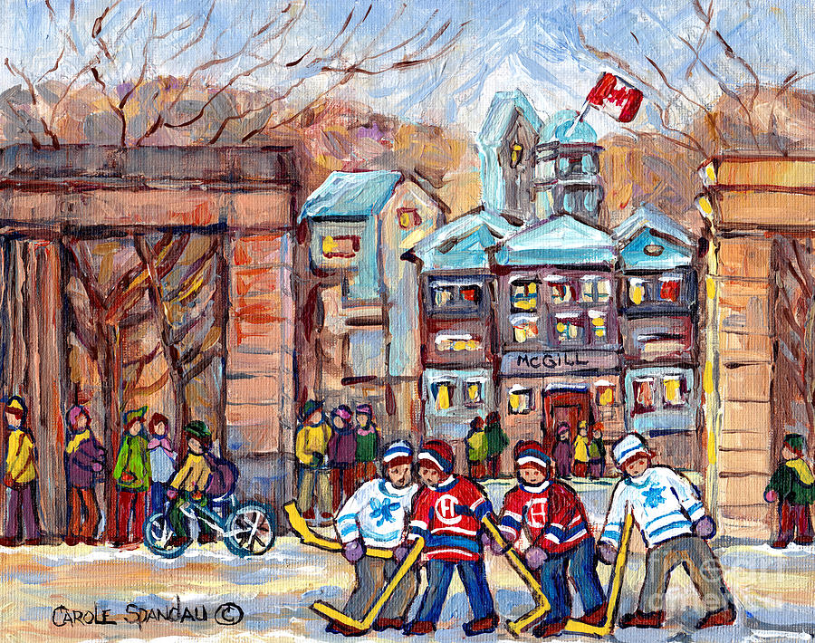 Montreal Canadiens Painting - Mcgill University Roddick Gates Original Painting For Sale Hoockey Art C Spandau Canadian City Scene by Carole Spandau