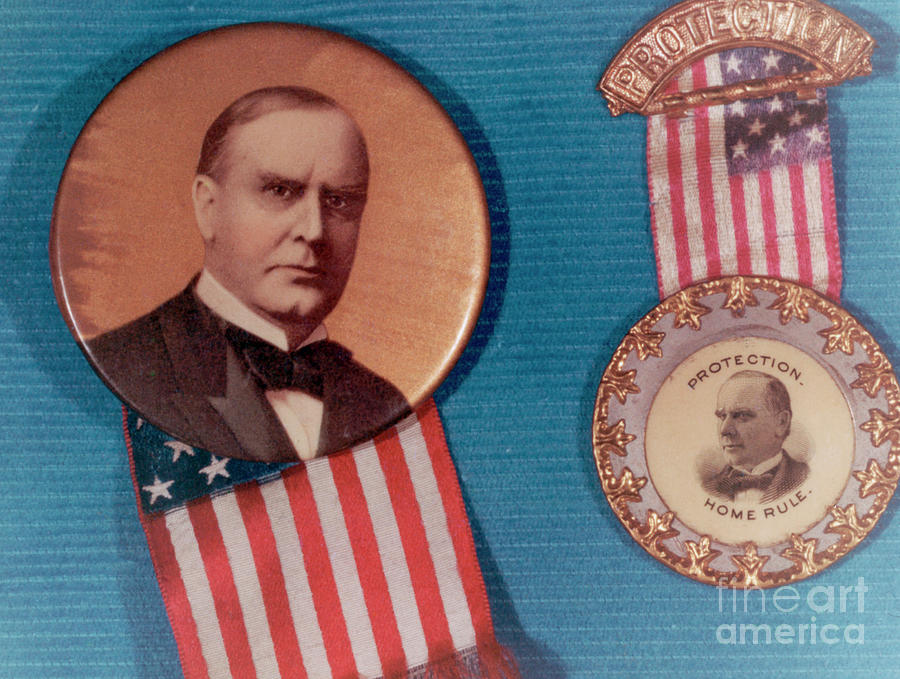 William Mckinley Photograph - Mckinley Presidential Campaign Buttons by Bettmann