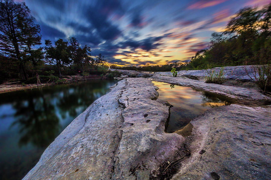 McKinney Falls State Park sunset long exposure Photograph by Micah Goff