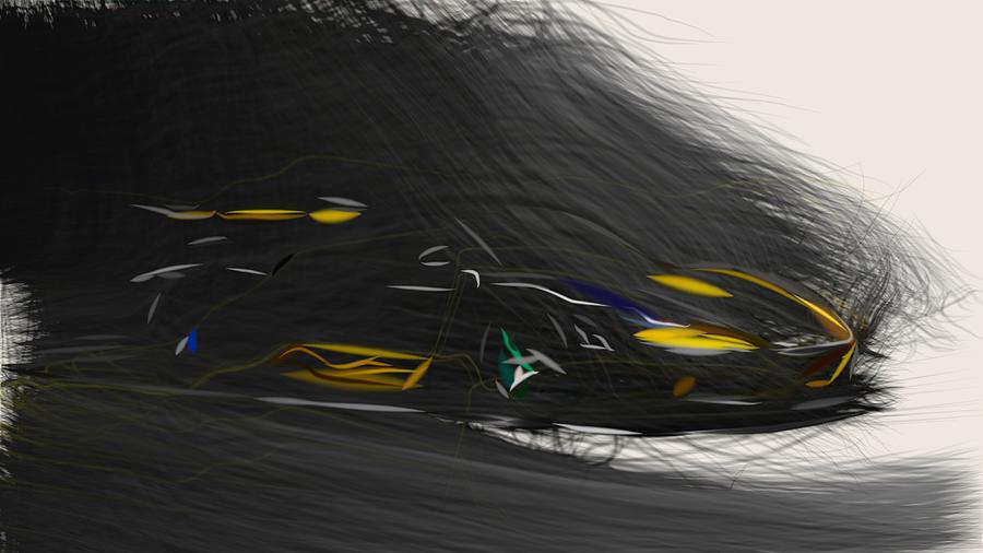 McLaren Senna Carbon Theme Drawing Digital Art by CarsToon Concept