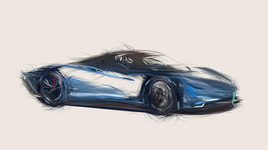 McLaren Speedtail Drawing Digital Art by CarsToon Concept