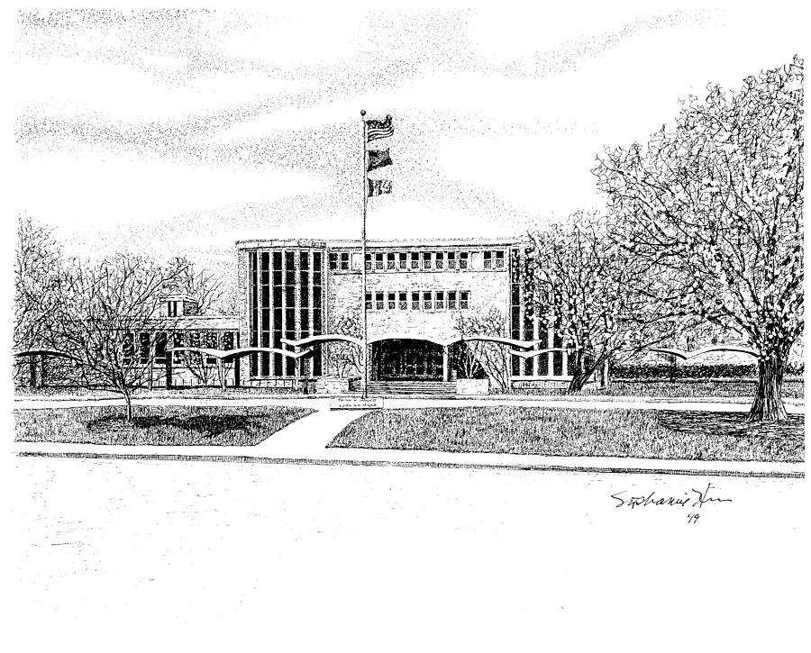 Indiana University Drawing - Mcnutt Quadrangle, Indiana University, Bloomington, Indiana by Stephanie Huber