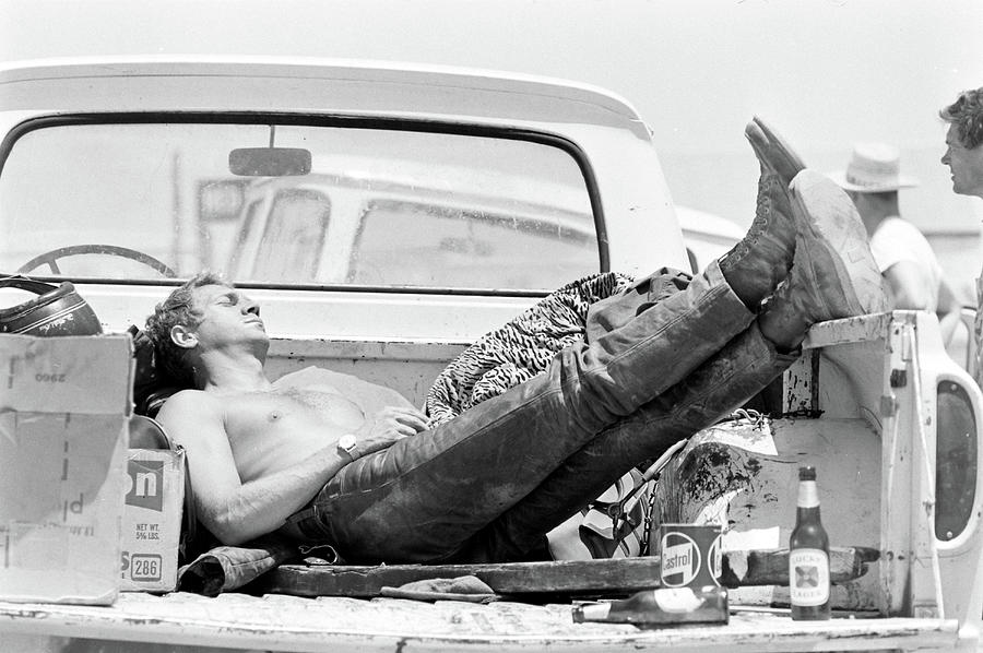 Mcqueen Asleep In Pickup Photograph by John Dominis Mcqueen Asleep In Pickup Photograph by John Dominis