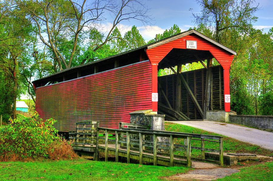 MD Covered Bridges - Foxcatcher Farms Covered Bridge Over Big Elk Creek No. 1B - Cecil County Photograph by Michael Mazaika