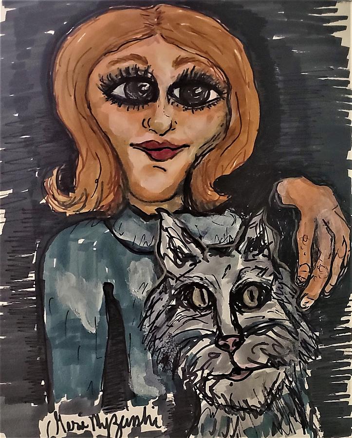 Me And My Cat Mixed Media