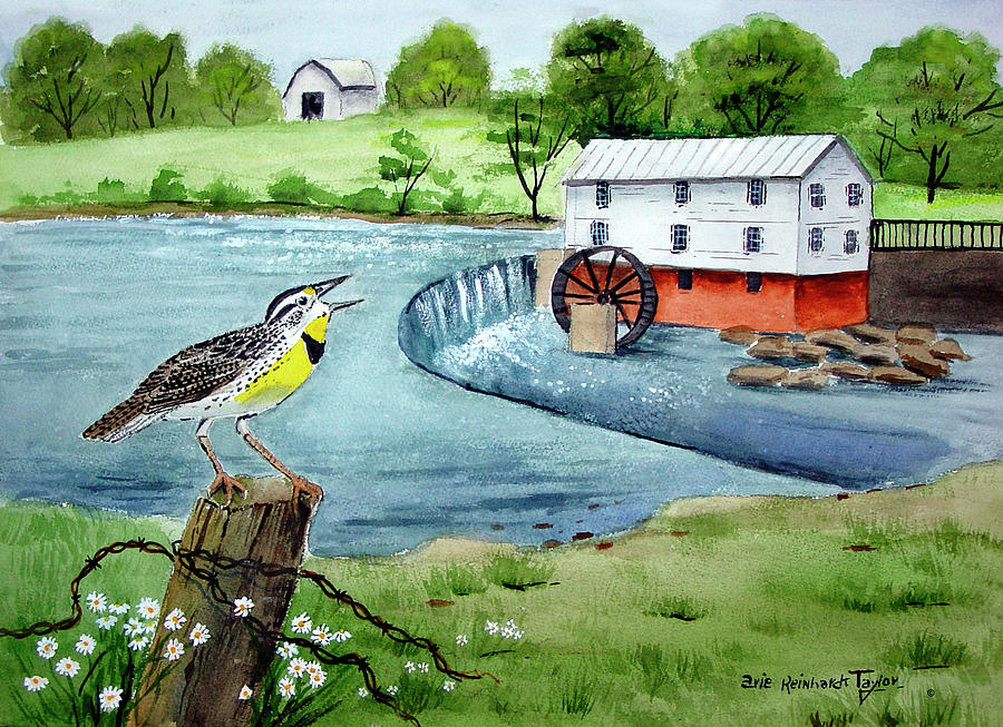 Barn Painting - Meadowlark And Murrays Mill by Arie Reinhardt Taylor