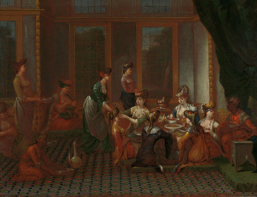 Meal from Distinguished Turkish Women Painting by Jean Baptiste Vanmour