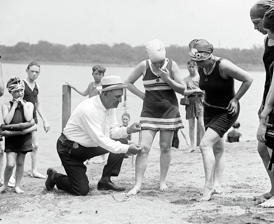 Measuring Bathing Suits, C.1922 Photograph by American Photographer
