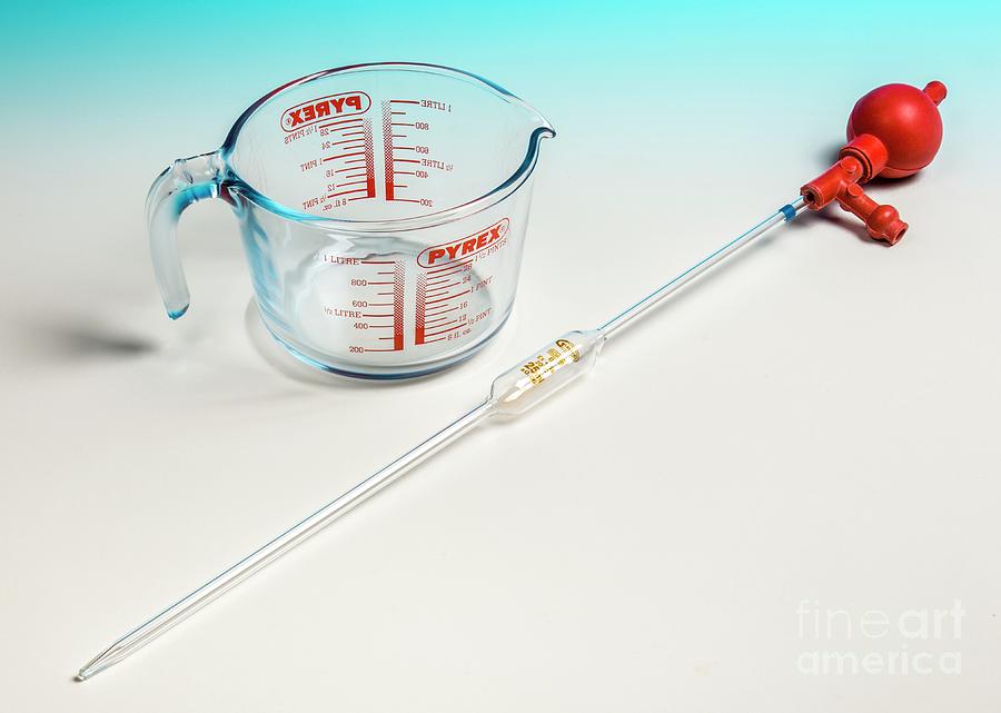 Measuring Jug And Bulb Pipette Photograph by Science Photo Library Measuring Jug And Bulb Pipette Photograph by Science Photo Library