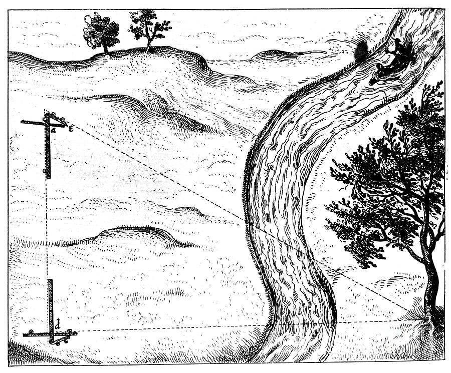 Black And White Drawing - Measuring The Distance Of An by Print Collector