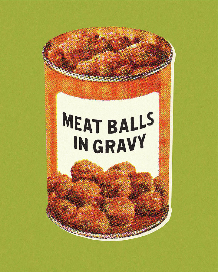 Vintage Drawing - Meat Balls in Gravy by CSA Images