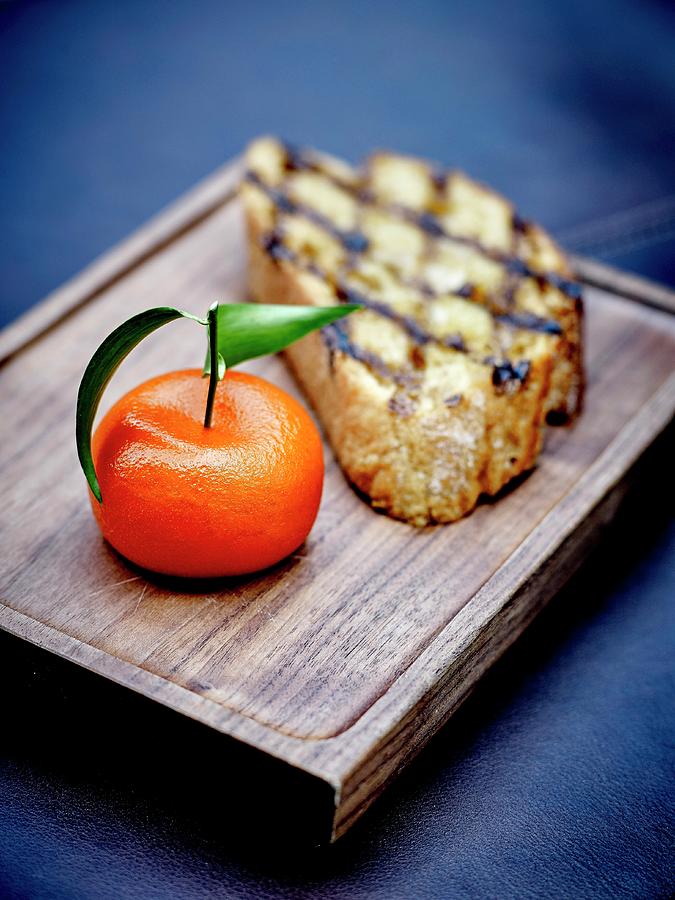 Meat Fruit : Mandarin Orange, Toast And Duck Liver Mousse At The Dinner Restaurant By Heston Blumenthal In London Photograph by Amiel