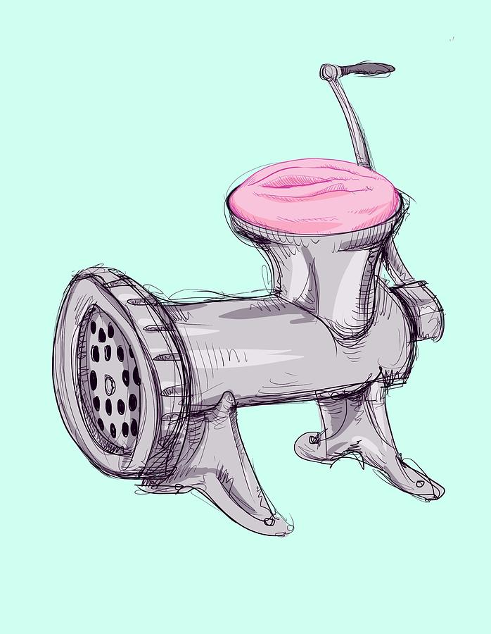 Toy Drawing - Meat Grinder by Ludwig Van Bacon