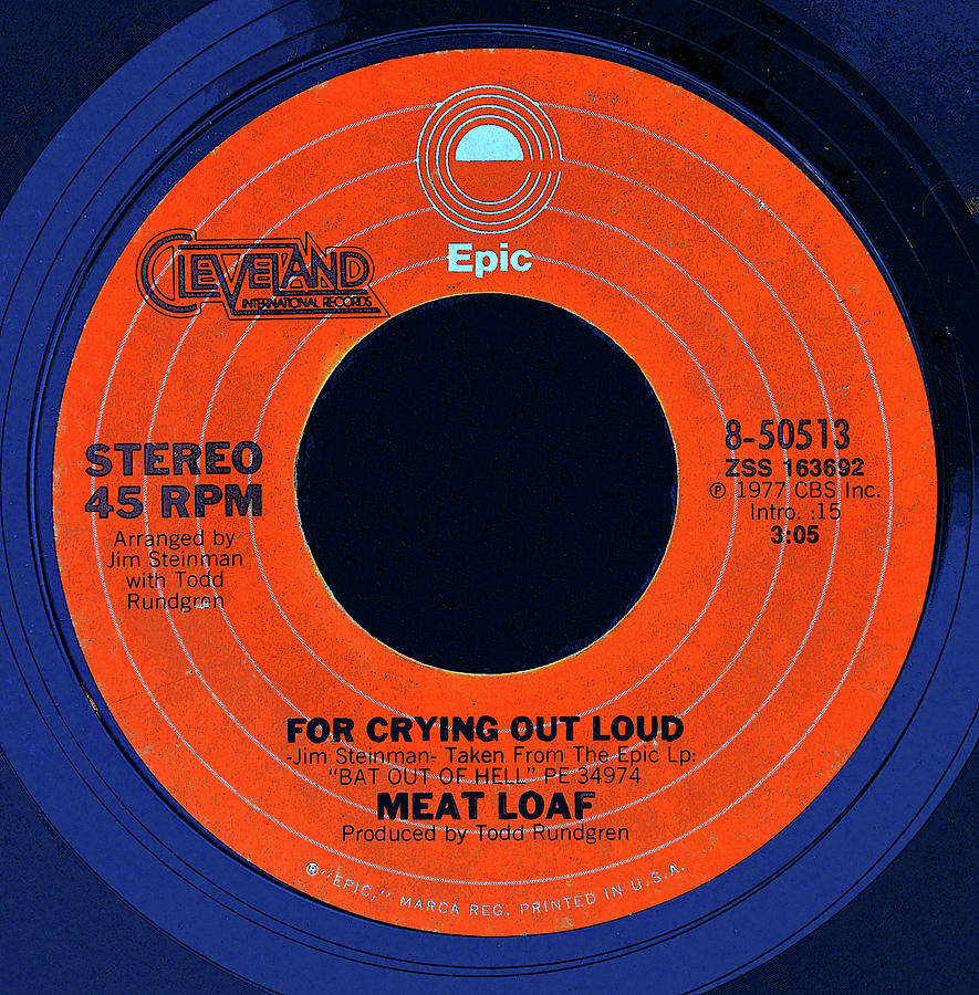 Music Digital Art - Meat Loaf 45 record Crying out load by David Lee Thompson