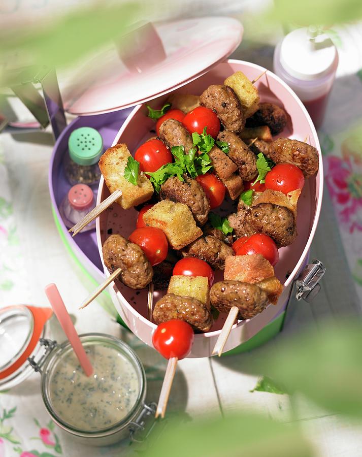 Meatball Skewers For A Summer Picnic Photograph by Jan-peter Westermann