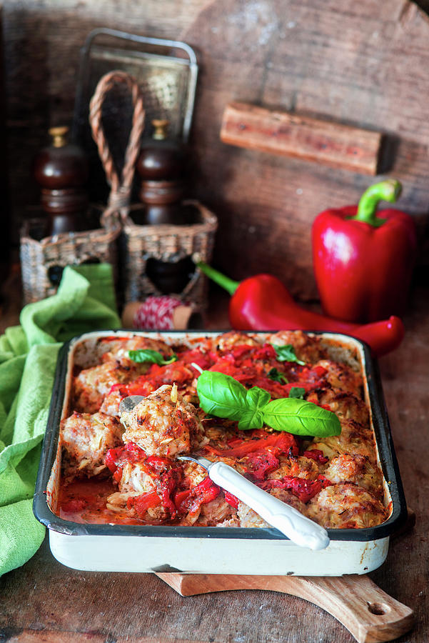 Meatballs In Pepper Tomato Sauce Photograph by Irina Meliukh