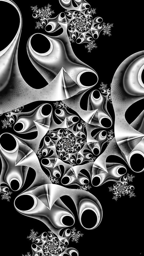Black And White Digital Art - Mechanica by Fractalicious