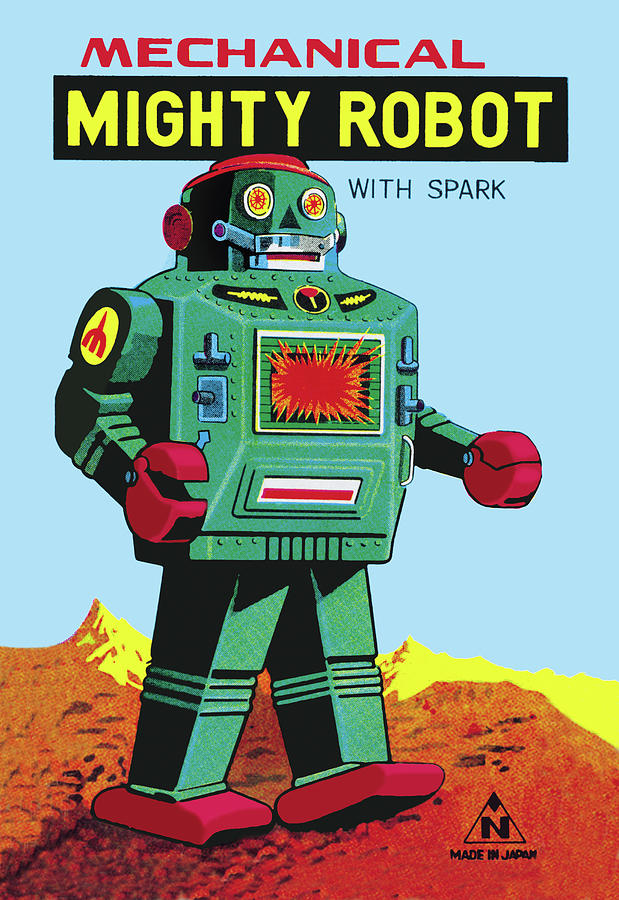 Mechanical Green Mighty Robot with Spark Painting by Unknown