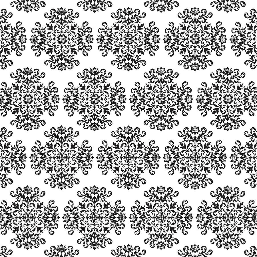 Black And White Drawing - Medallion Pattern by CSA Images