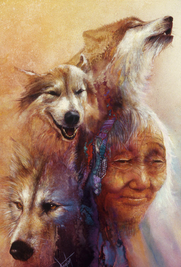 Wolves Painting - Medicine Woman by Denton Lund