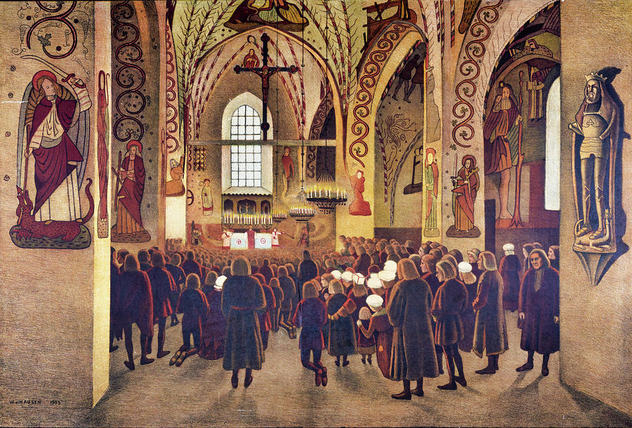 Medieval Catholic Mass Drawing by Pekka Liukkonen