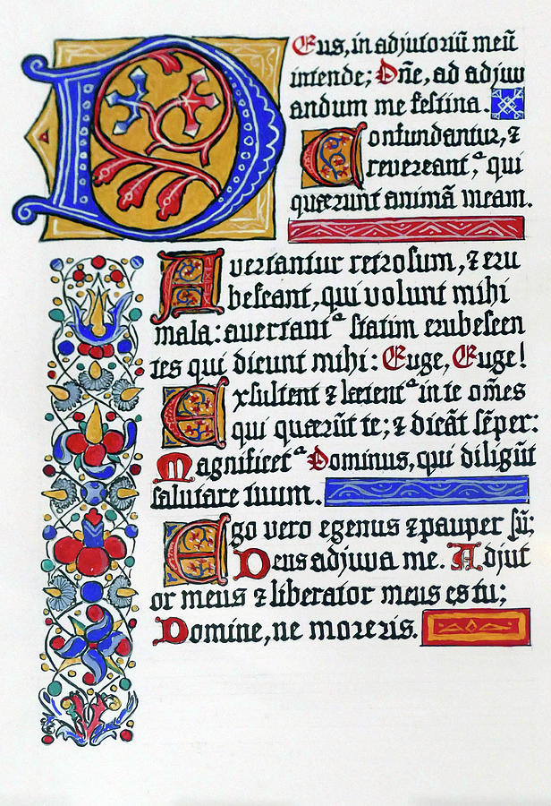 Medieval Illuminated Manuscript Calligraphy In Stari Grad, Photograph