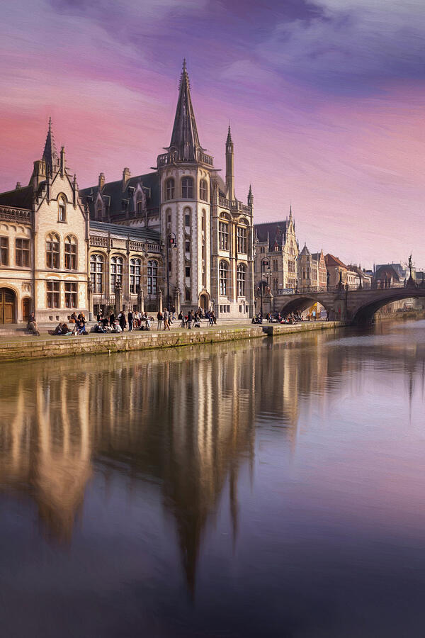Vintage Photograph - Medieval Old Town Ghent Belgium by Carol Japp