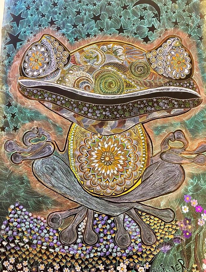 Meditating frog Painting by Ayse Doler - Fine Art America