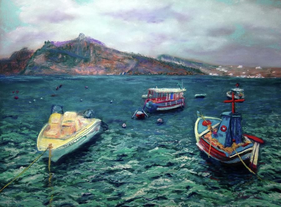 Mediterranean Coast Painting by Jan Chesler