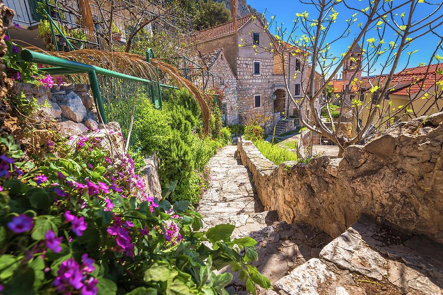 Mediterranean old stone steret in Omis view Photograph by Brch Photography