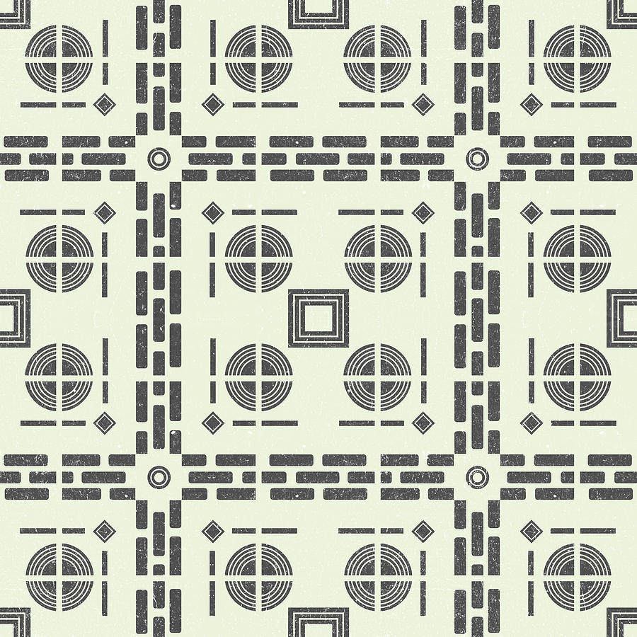 Mediterranean Pattern 9 - Tile Pattern Designs - Geometric - Grey - Ceramic Tile - Surface Pattern Mixed Media