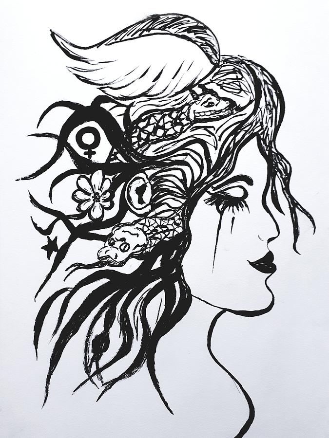 Medusa Drawing by Abstract Angel Artist Stephen K - Fine Art America