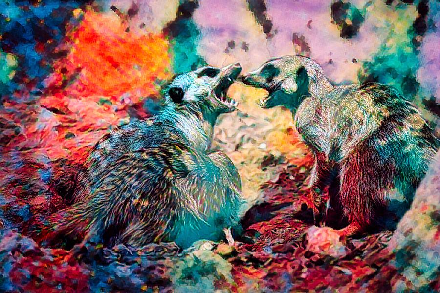 Meerkats Abstract Digital Art by Ernest Echols