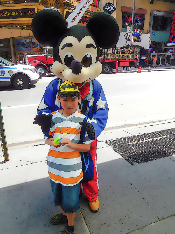 Meet Mikey Mouse in new york city 2 Painting by Jeelan Clark