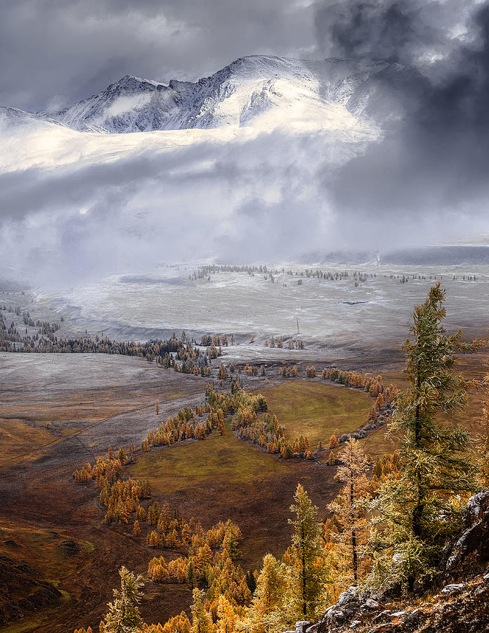 Landscape Photograph - Meeting Autumn With Winter (altai) by Anna Pakutina Landscape Photograph - Meeting Autumn With Winter (altai) by Anna Pakutina