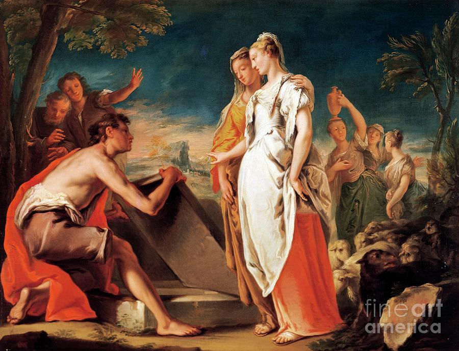 Meeting Of Jacob And Rachel By Nicola Grassi Painting by Nicola Grassi